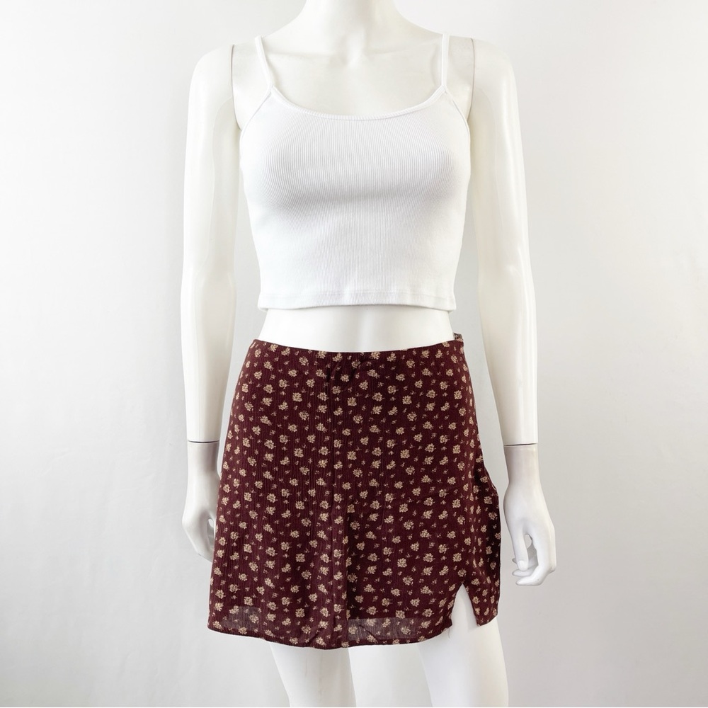 Le Lis Mini Skirt Women's Size S Brown Floral Preppy Y2K Girlhood Core 90s Style